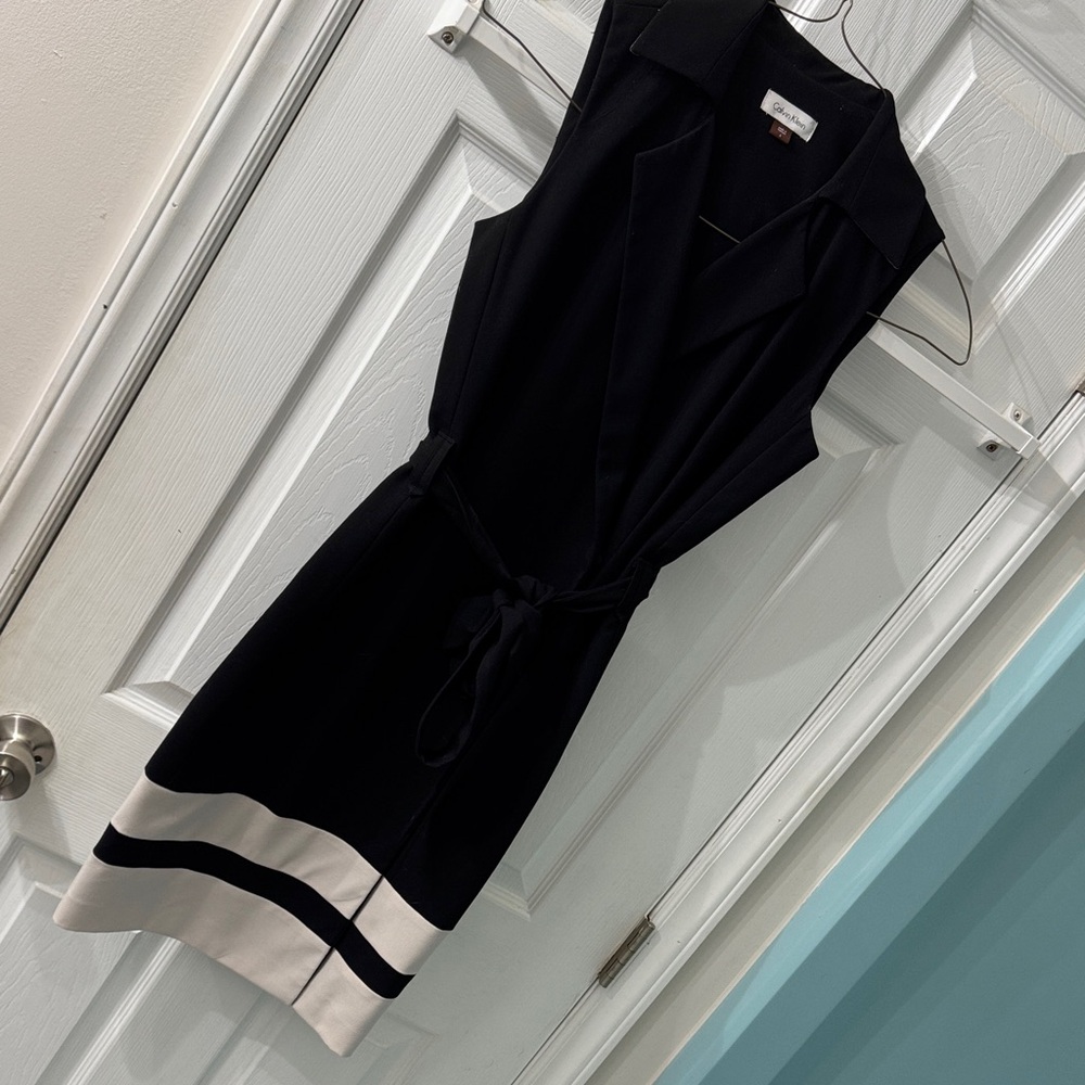 Calvin Klein Black and White Midi Dress